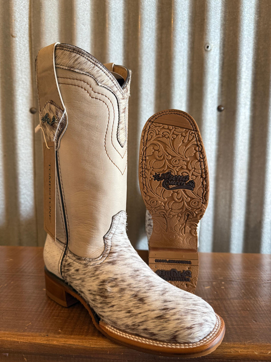 Botas Dama Tombstone® Arena Queen Vaca Blanco-Café